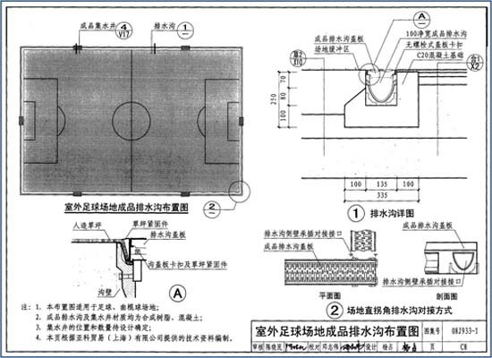 室外足球场地成品排水沟设计图