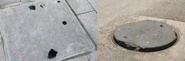 公园井盖破损图